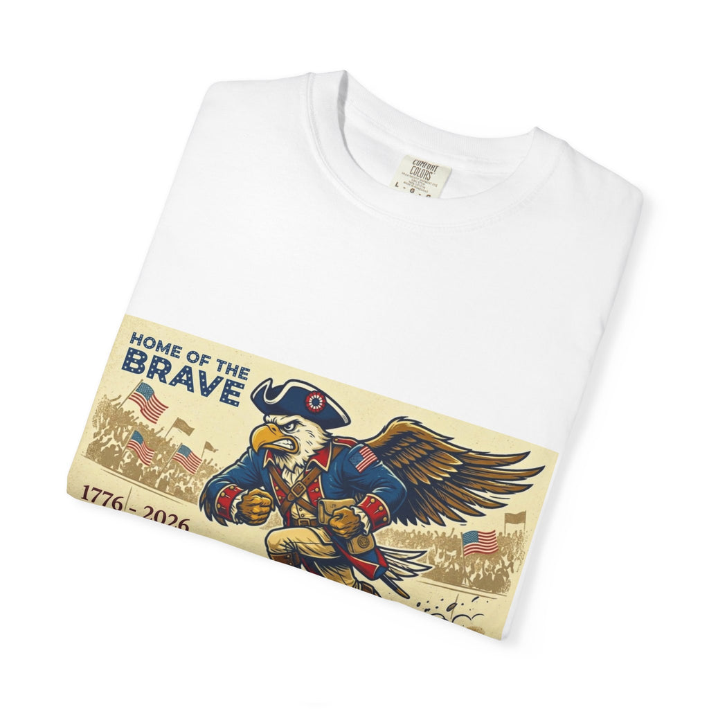 Patriotic Eagle Soldier T-Shirt | Home of the Brave 1776-2026