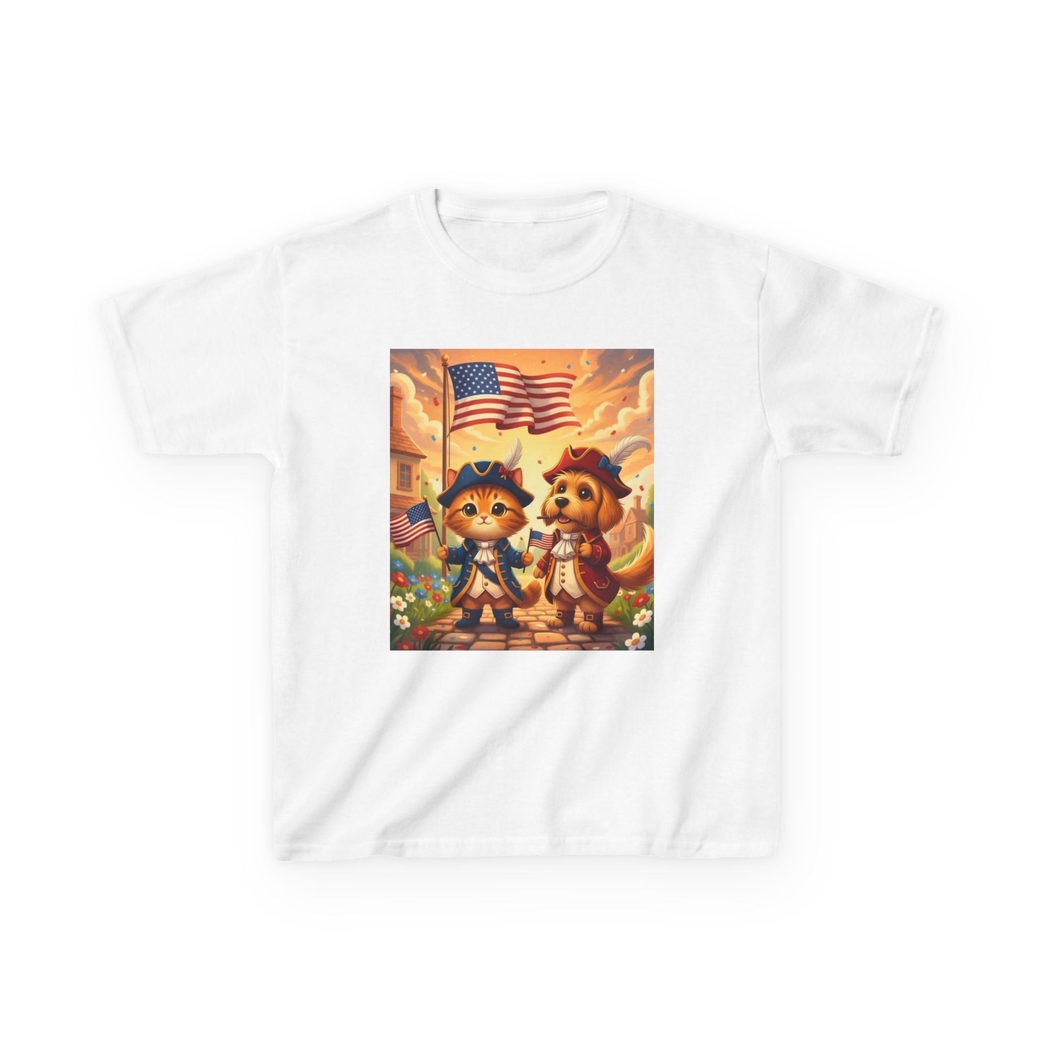 Patriotic Kittens and Puppies Tee | American Flag Kids Shirt