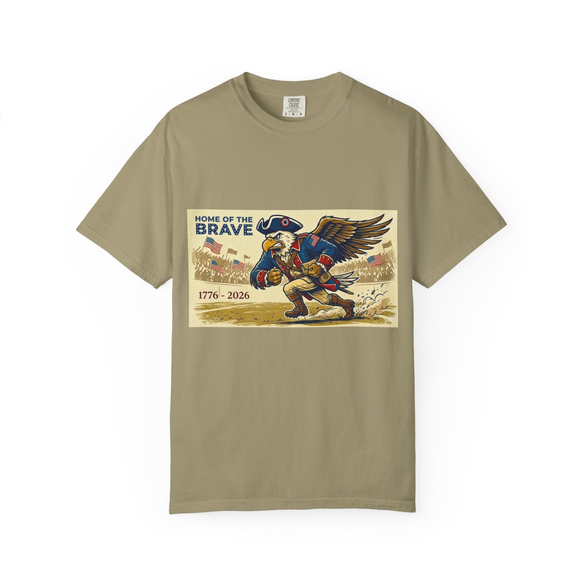 Patriotic Eagle Soldier T-Shirt | Home of the Brave 1776-2026
