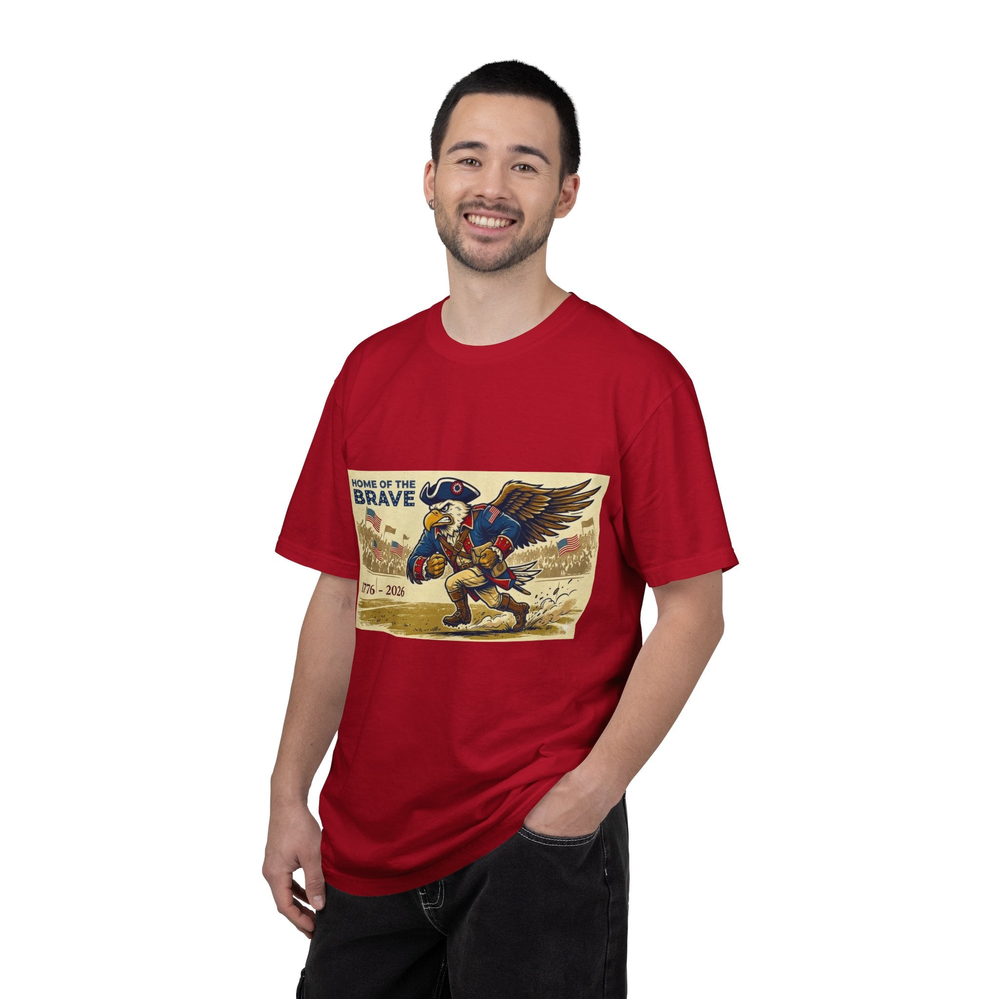 Patriotic Eagle Soldier T-Shirt | Home of the Brave 1776-2026