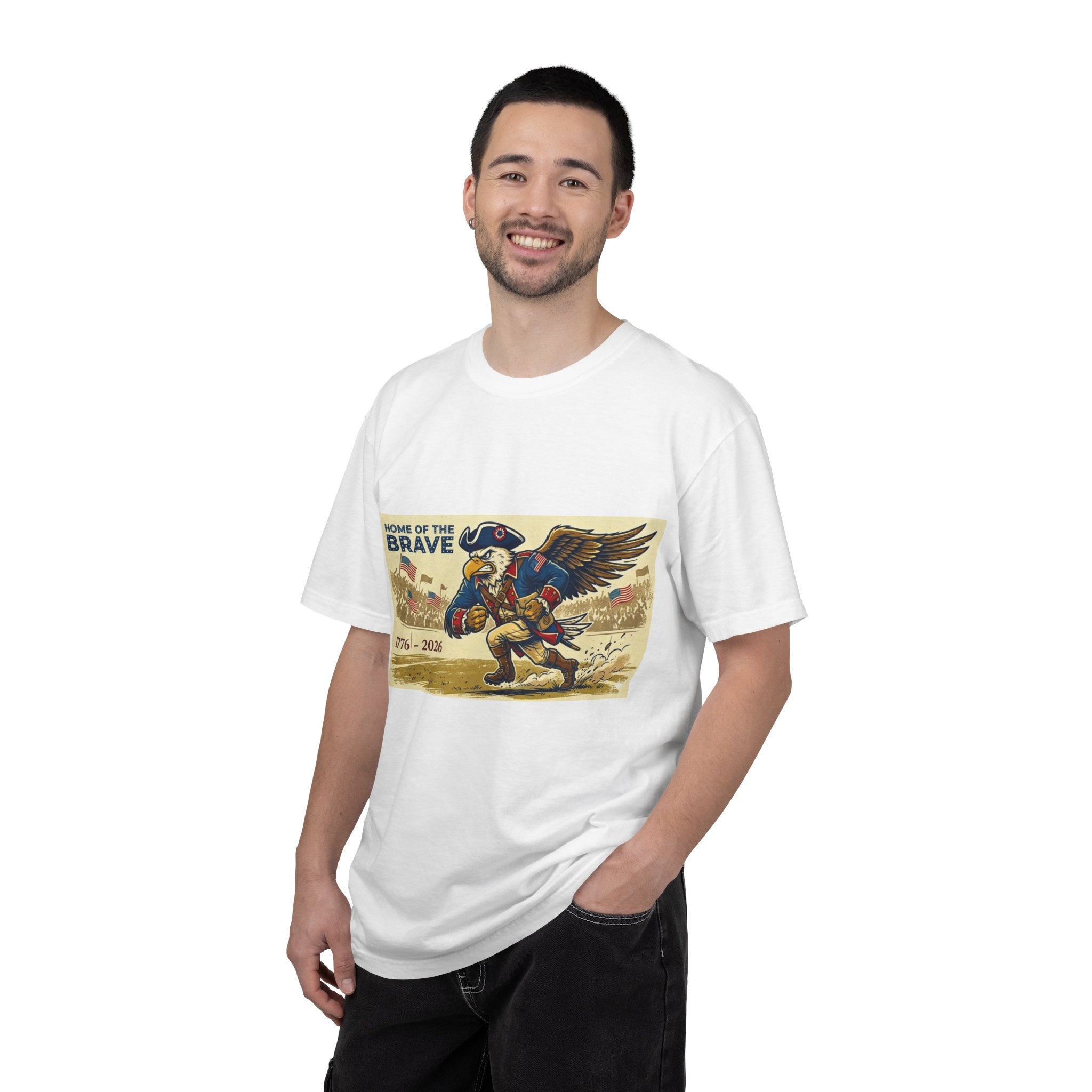 Patriotic Eagle Soldier T-Shirt | Home of the Brave 1776-2026