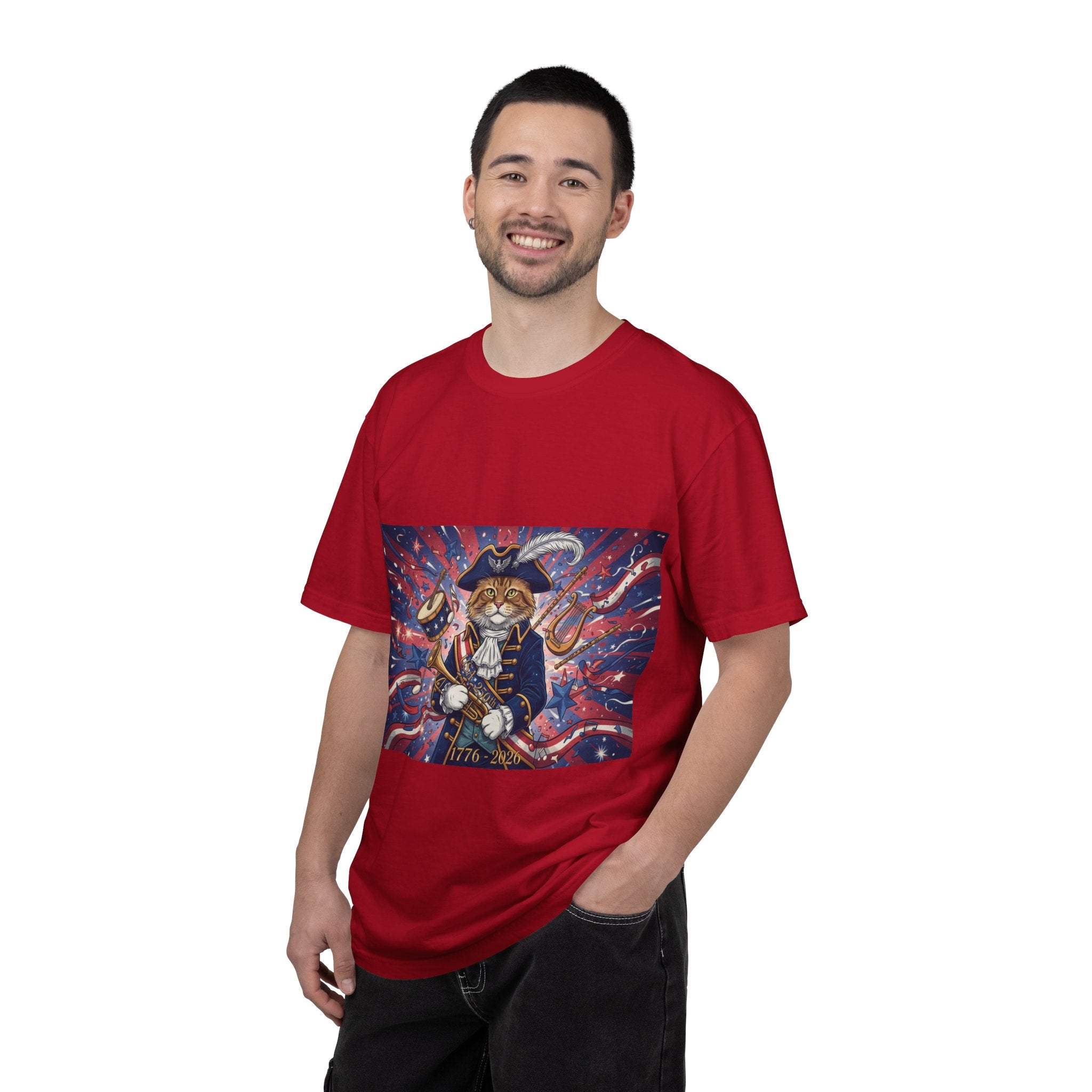 Patriotic Pirate Cat T-Shirt | American Flag Nautical Illustration