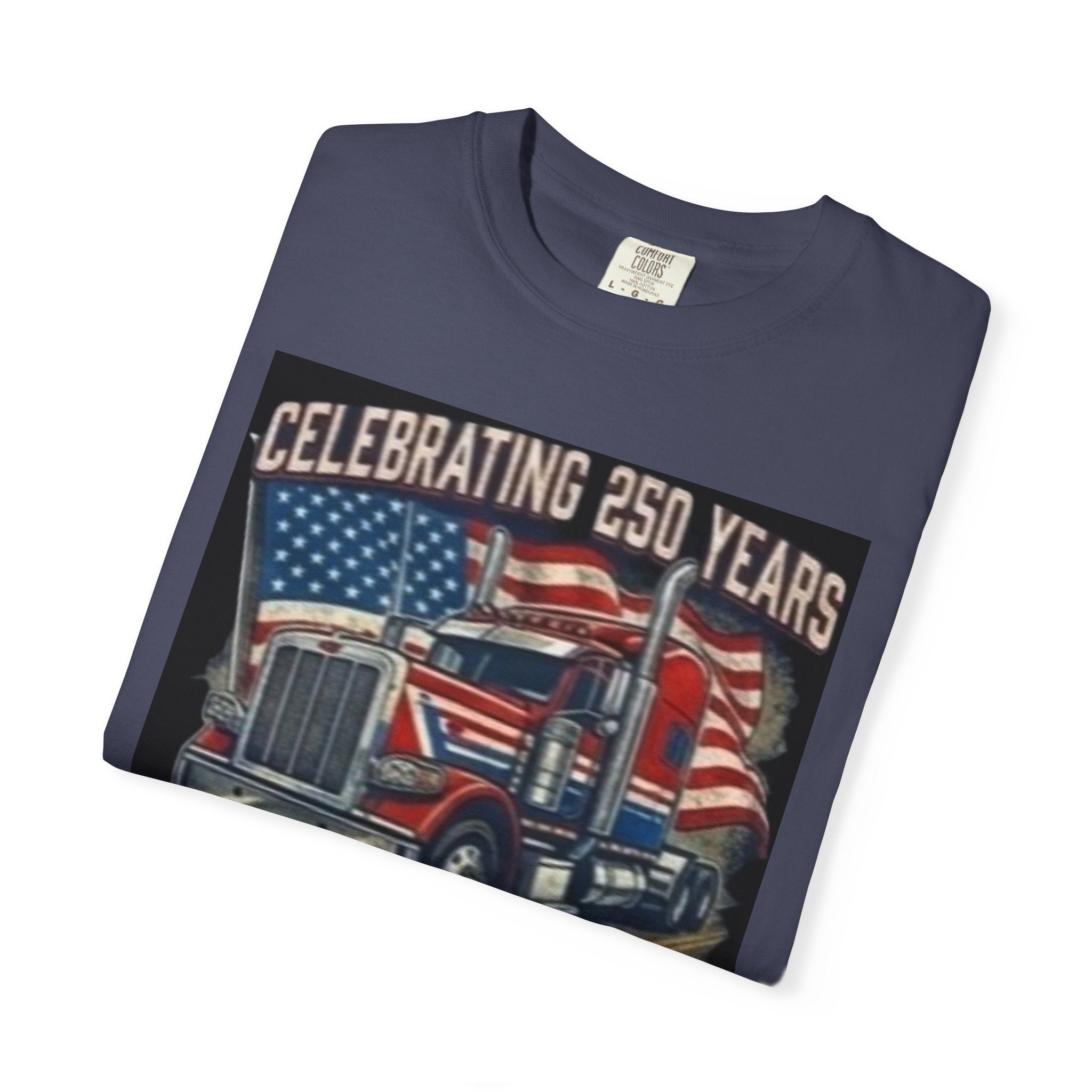 America 250 Years Truck Illustration T-Shirt | Patriotic Semi-Truck Graphic