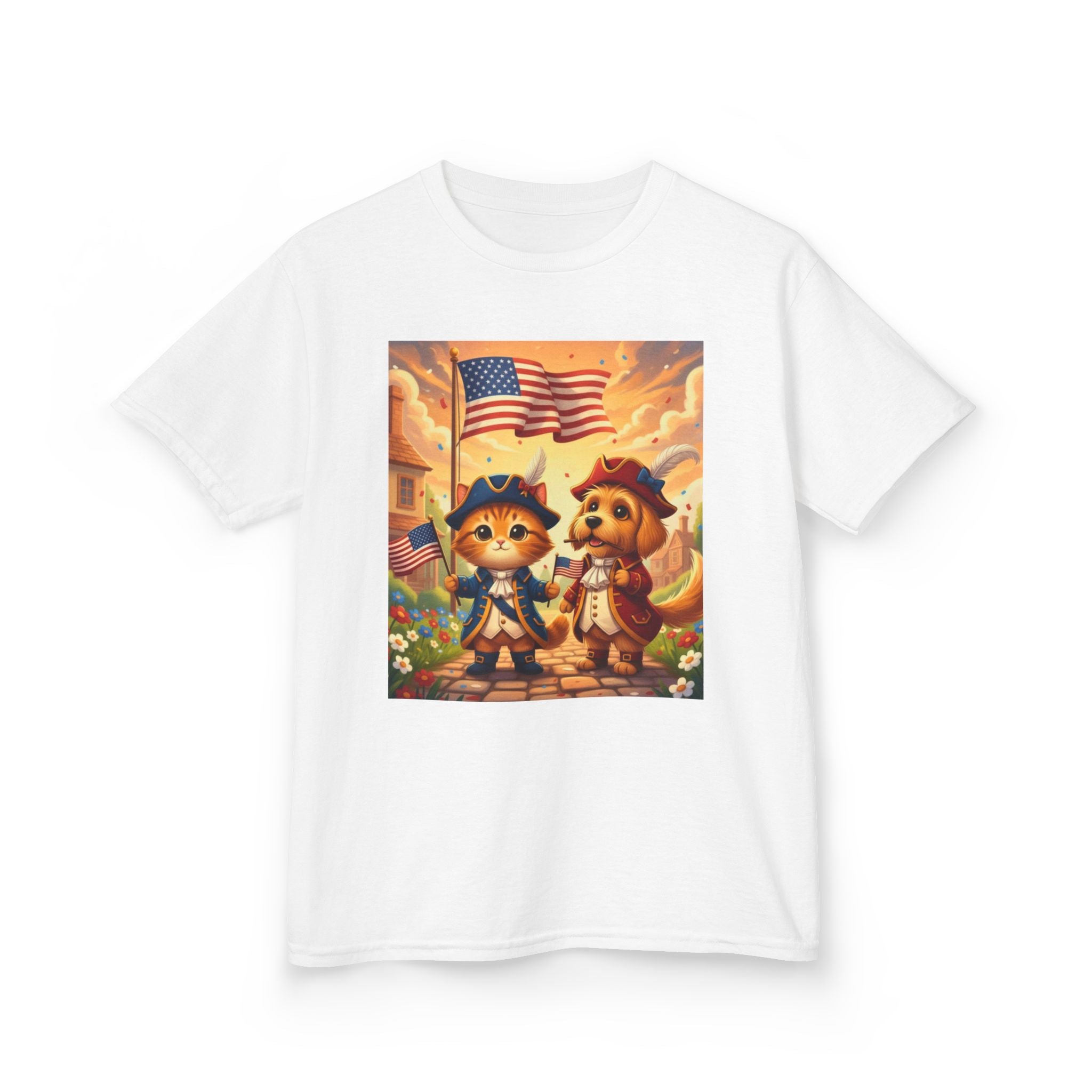 Patriotic Kittens and Puppies Tee | American Flag Kids Shirt
