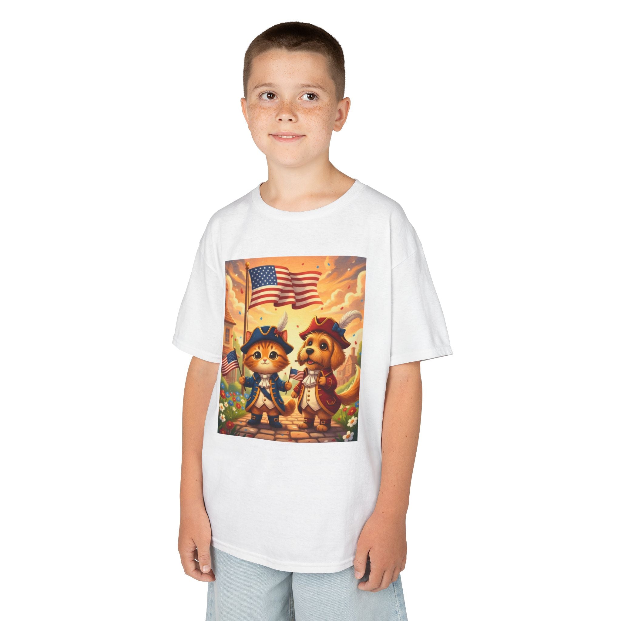 Patriotic Kittens and Puppies Tee | American Flag Kids Shirt
