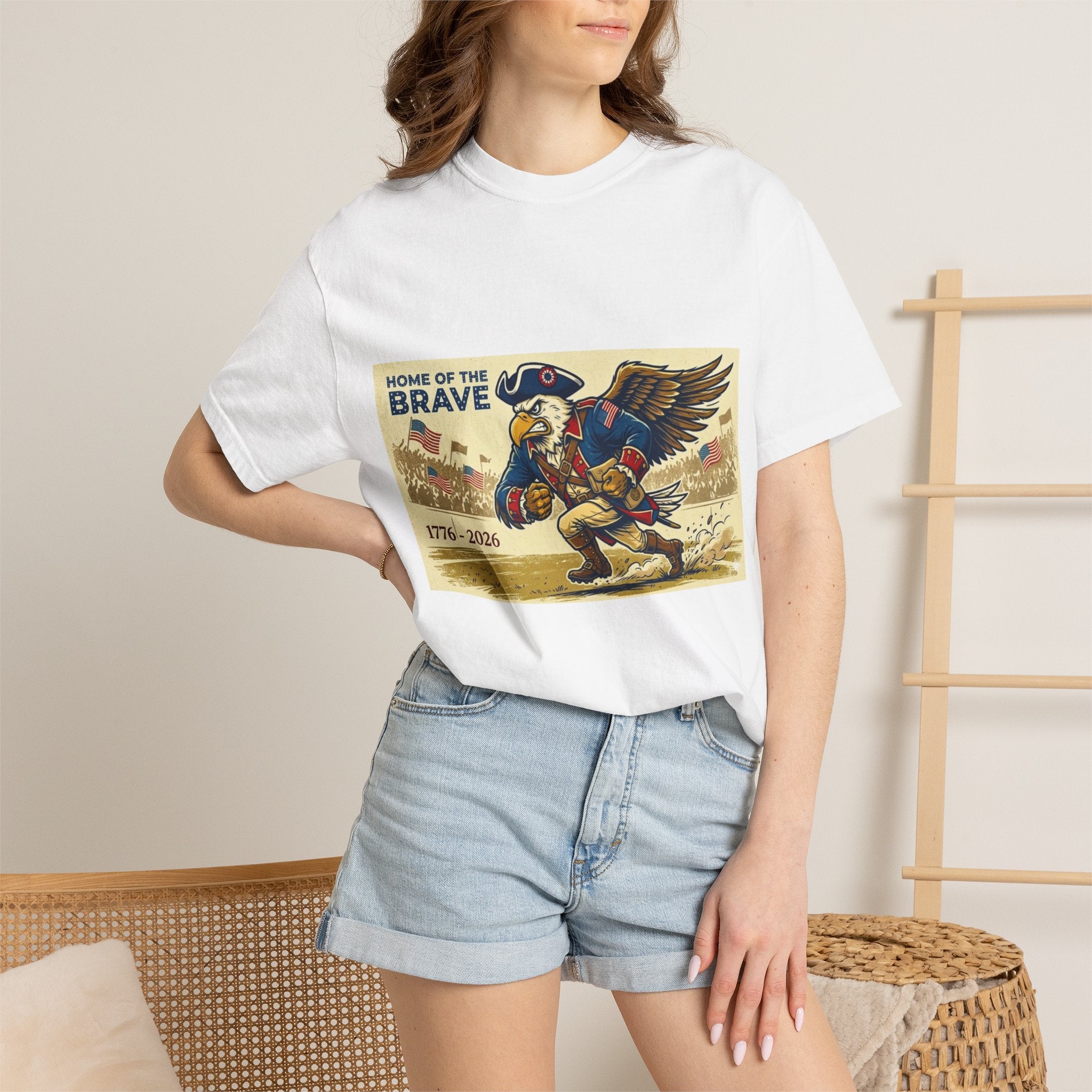 Patriotic Eagle Soldier T-Shirt | Home of the Brave 1776-2026