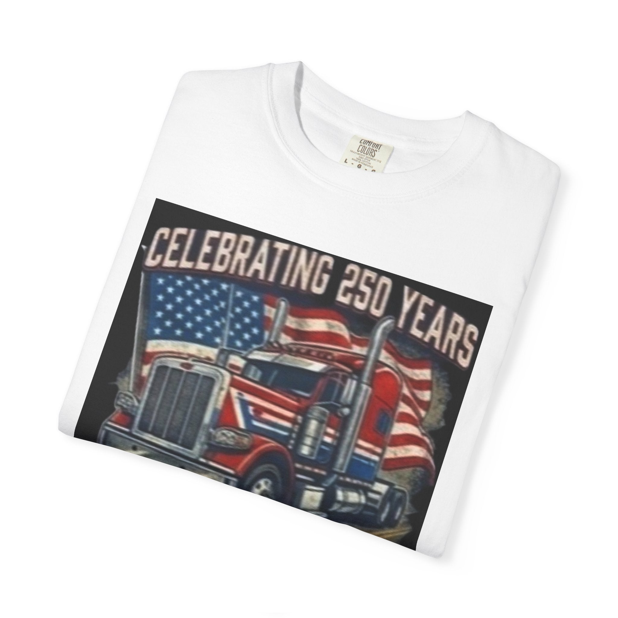 America 250 Years Truck Illustration T-Shirt | Patriotic Semi-Truck Graphic