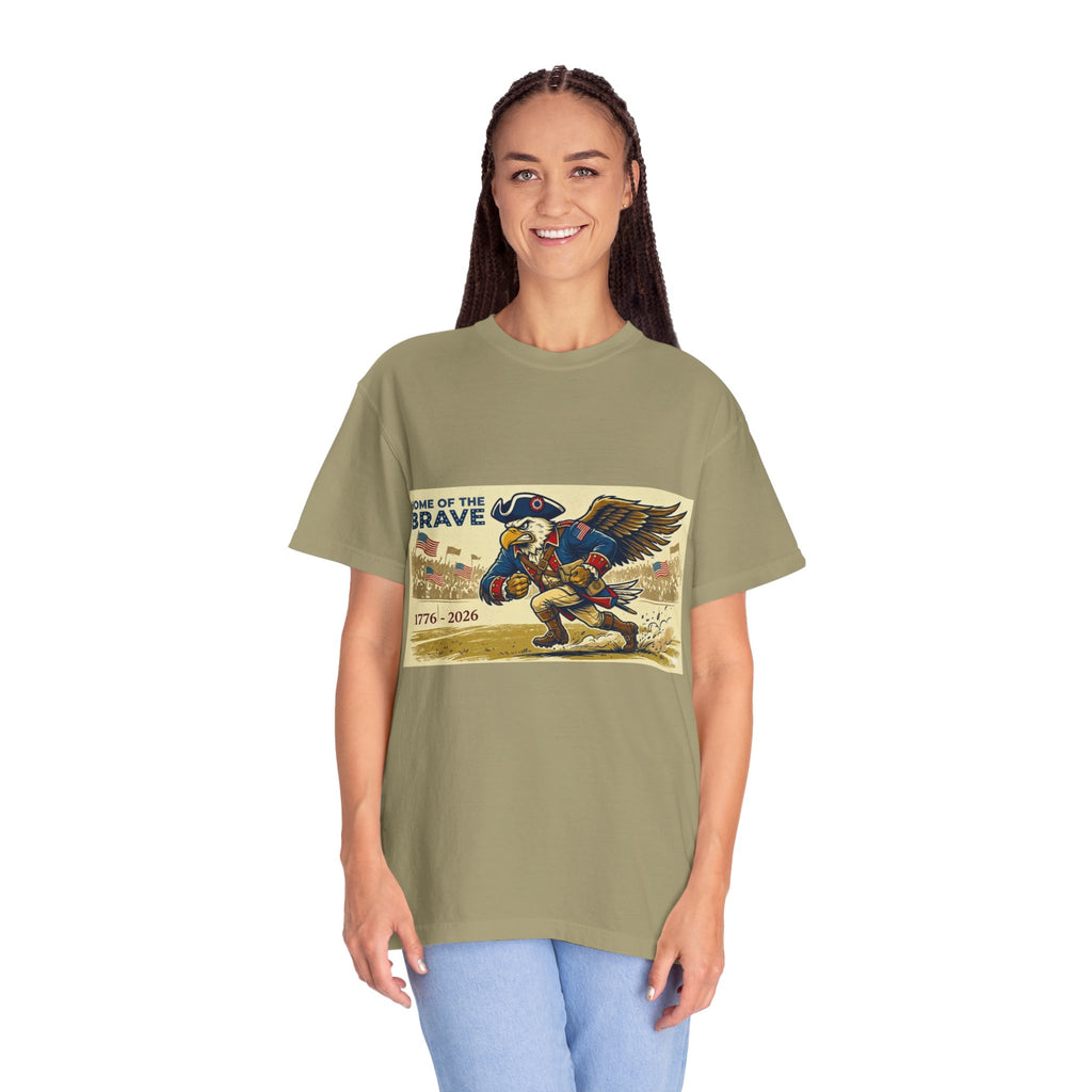Patriotic Eagle Soldier T-Shirt | Home of the Brave 1776-2026