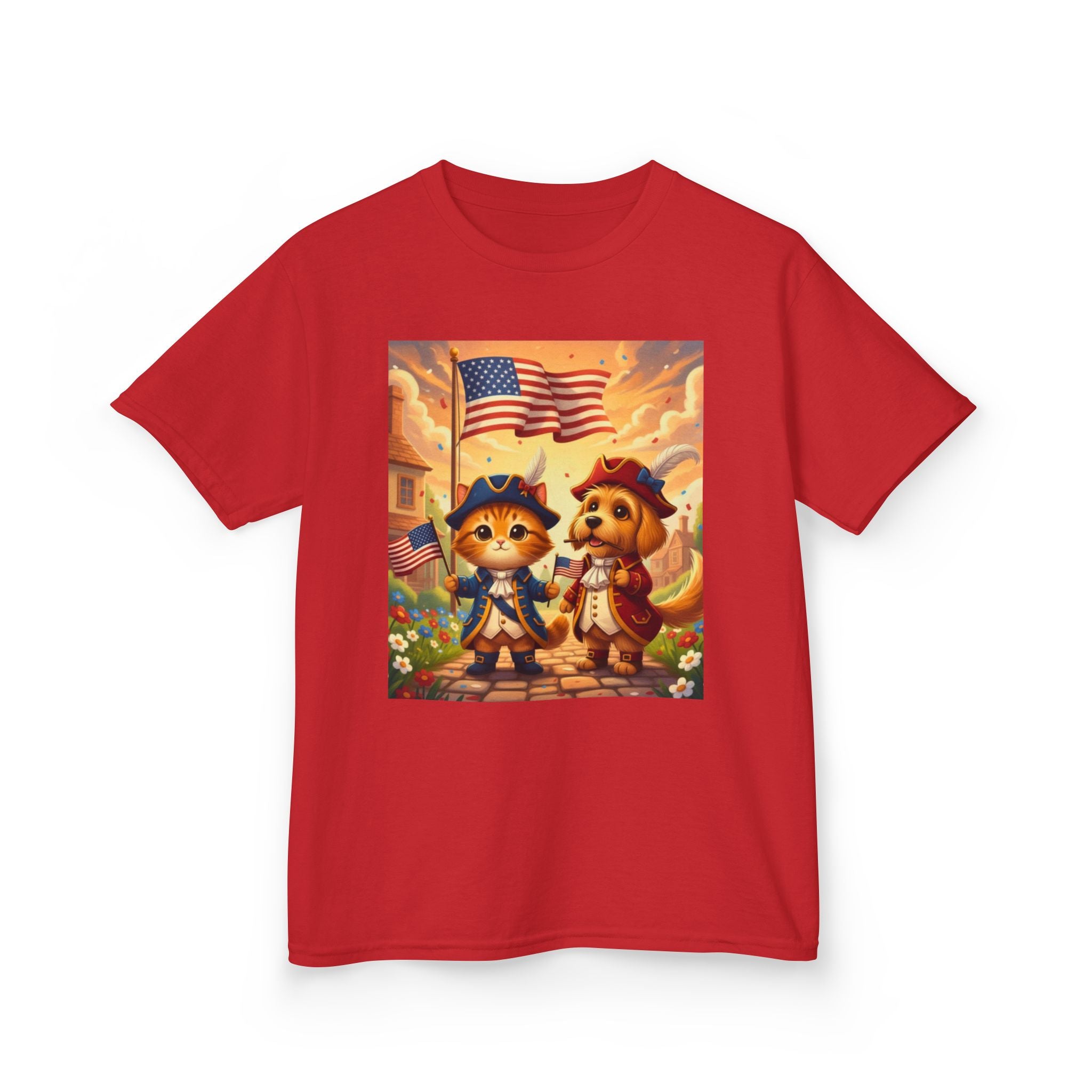Patriotic Kittens and Puppies Tee | American Flag Kids Shirt