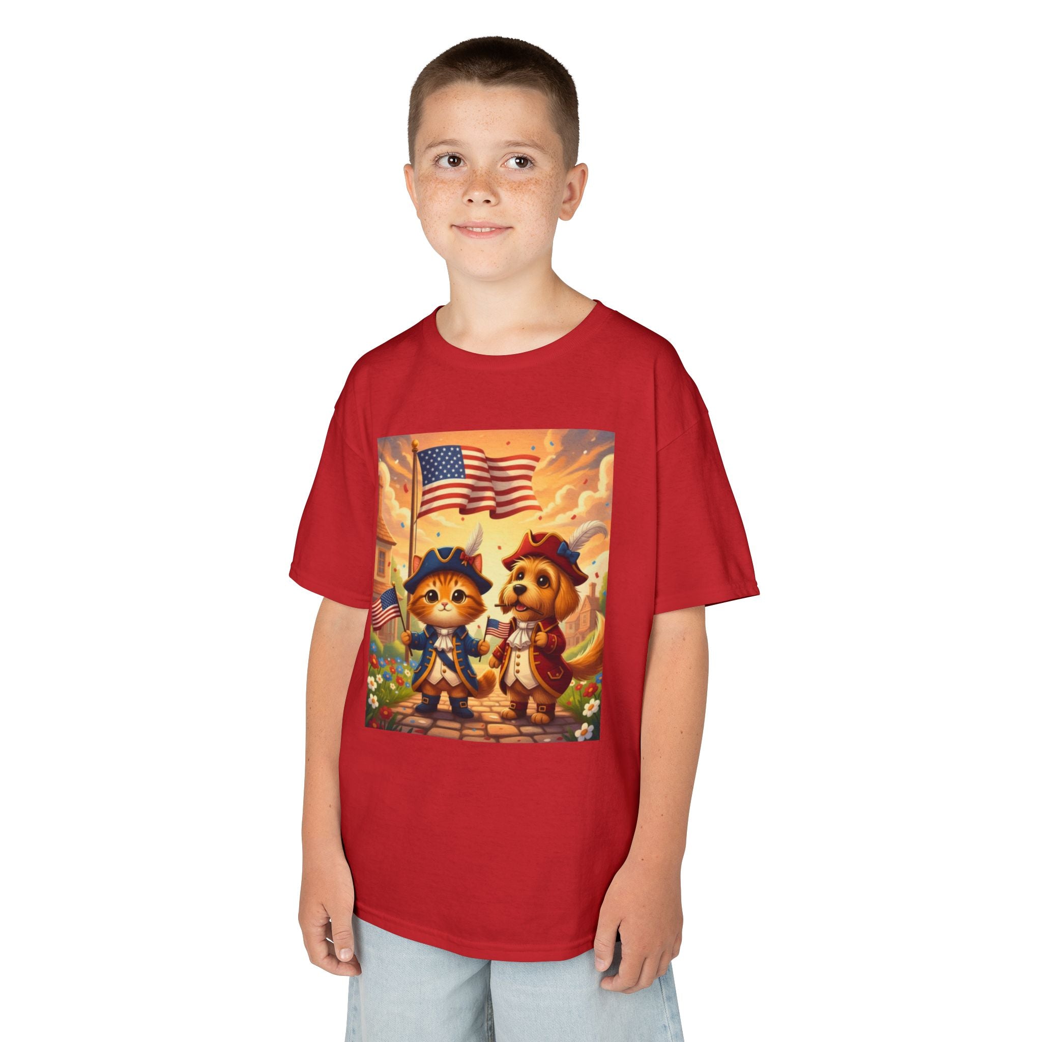 Patriotic Kittens and Puppies Tee | American Flag Kids Shirt