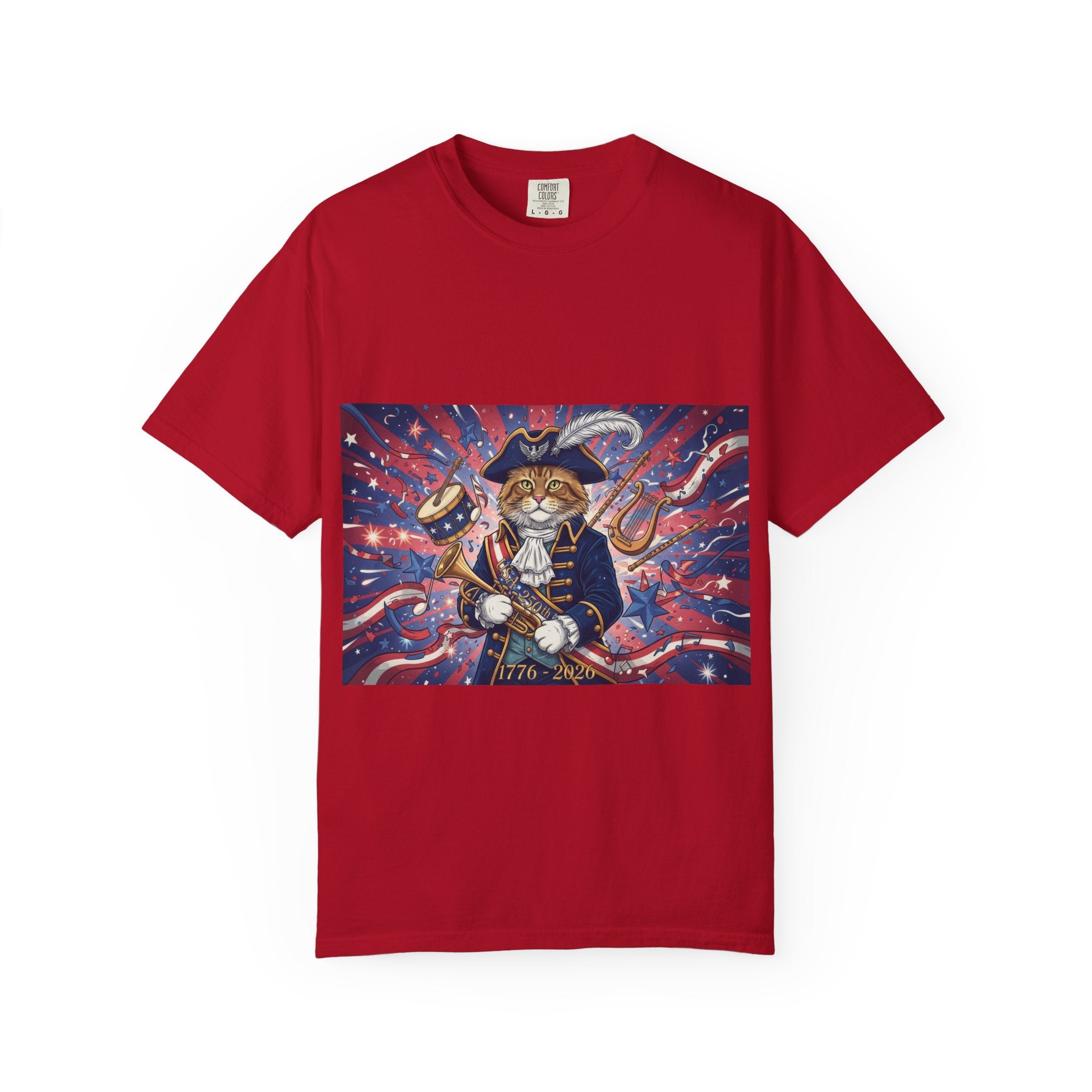Patriotic Pirate Cat T-Shirt | American Flag Nautical Illustration