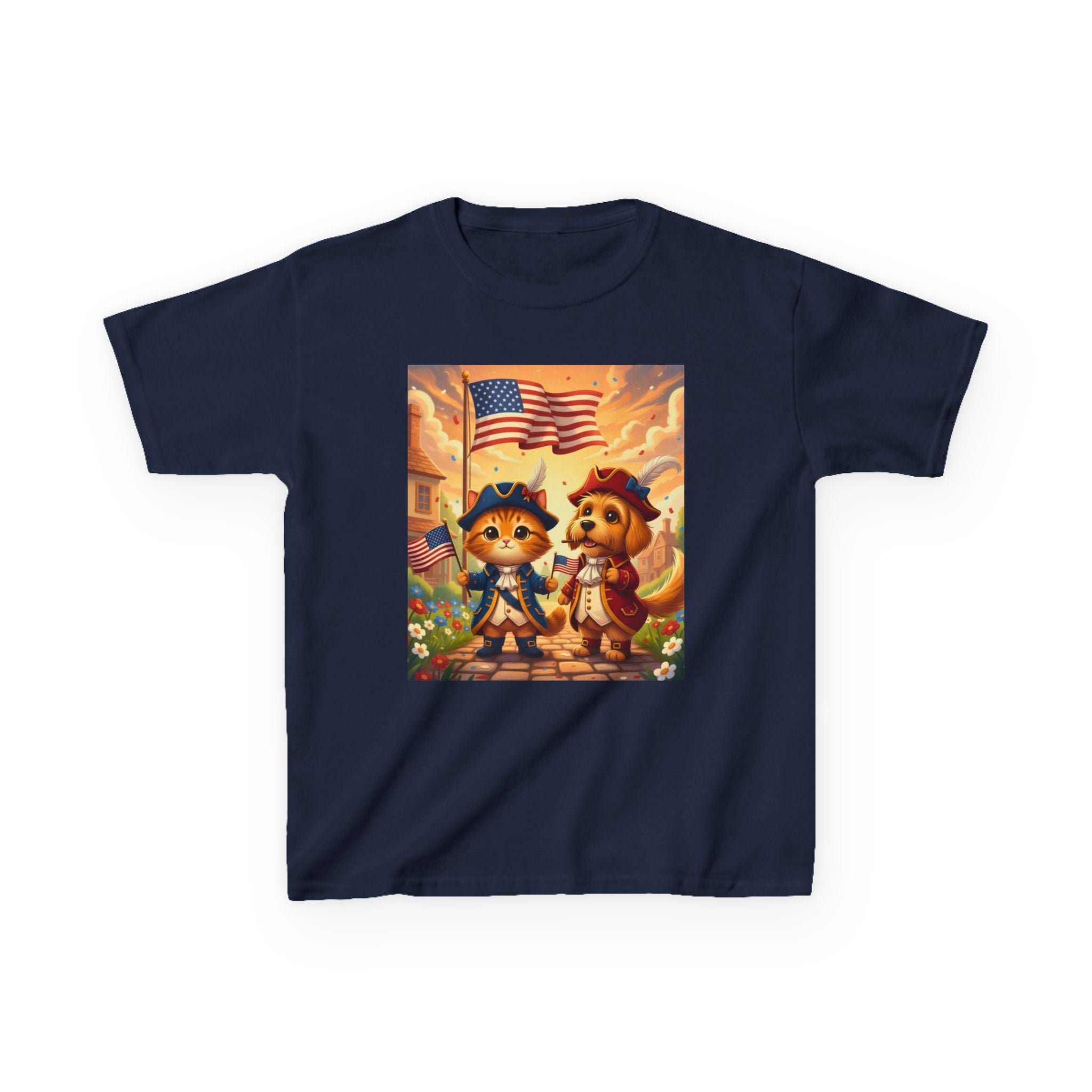 Patriotic Kittens and Puppies Tee | American Flag Kids Shirt