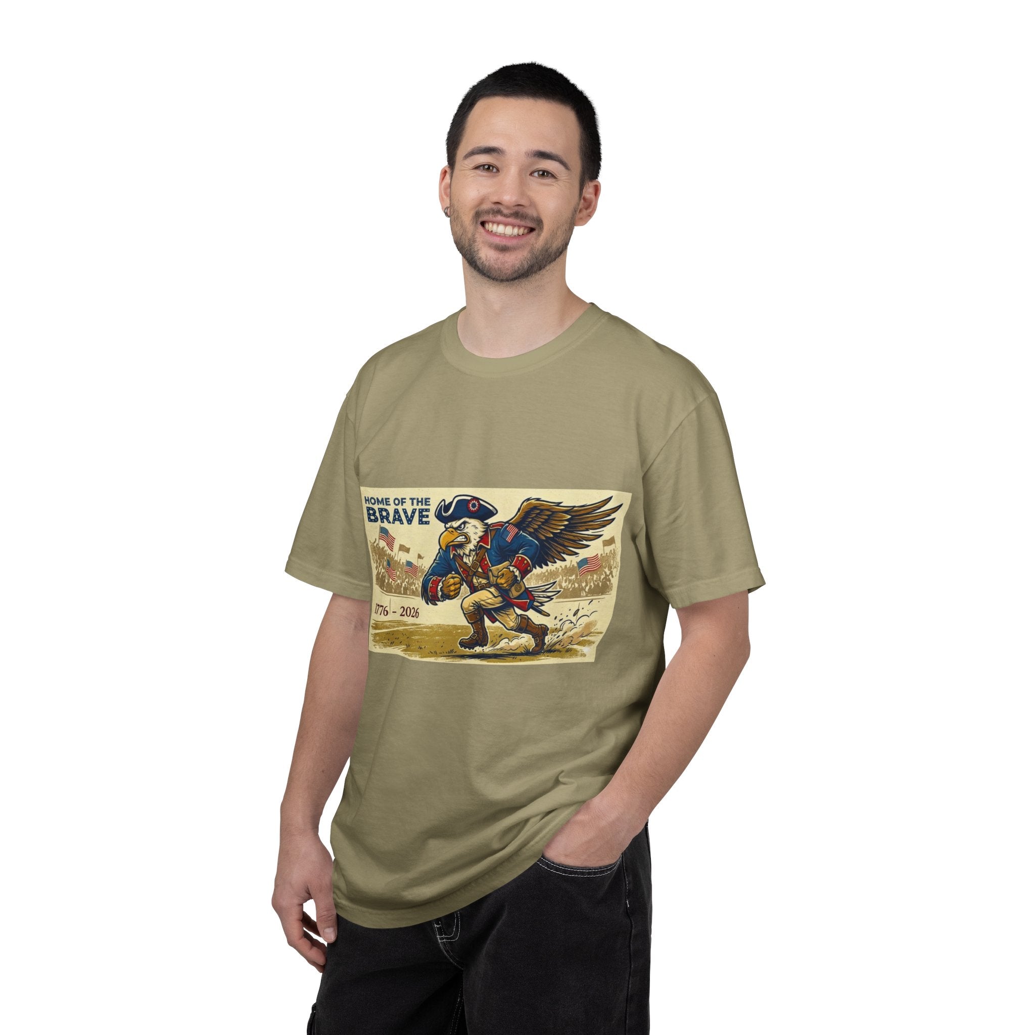Patriotic Eagle Soldier T-Shirt | Home of the Brave 1776-2026