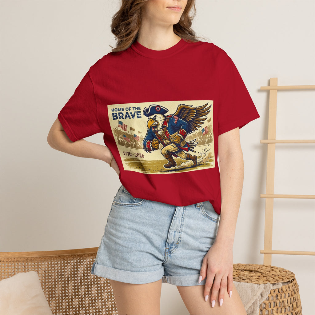 Patriotic Eagle Soldier T-Shirt | Home of the Brave 1776-2026