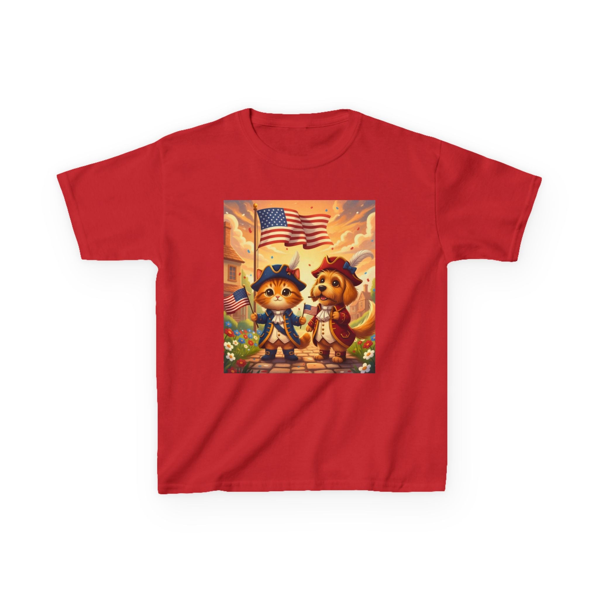 Patriotic Kittens and Puppies Tee | American Flag Kids Shirt