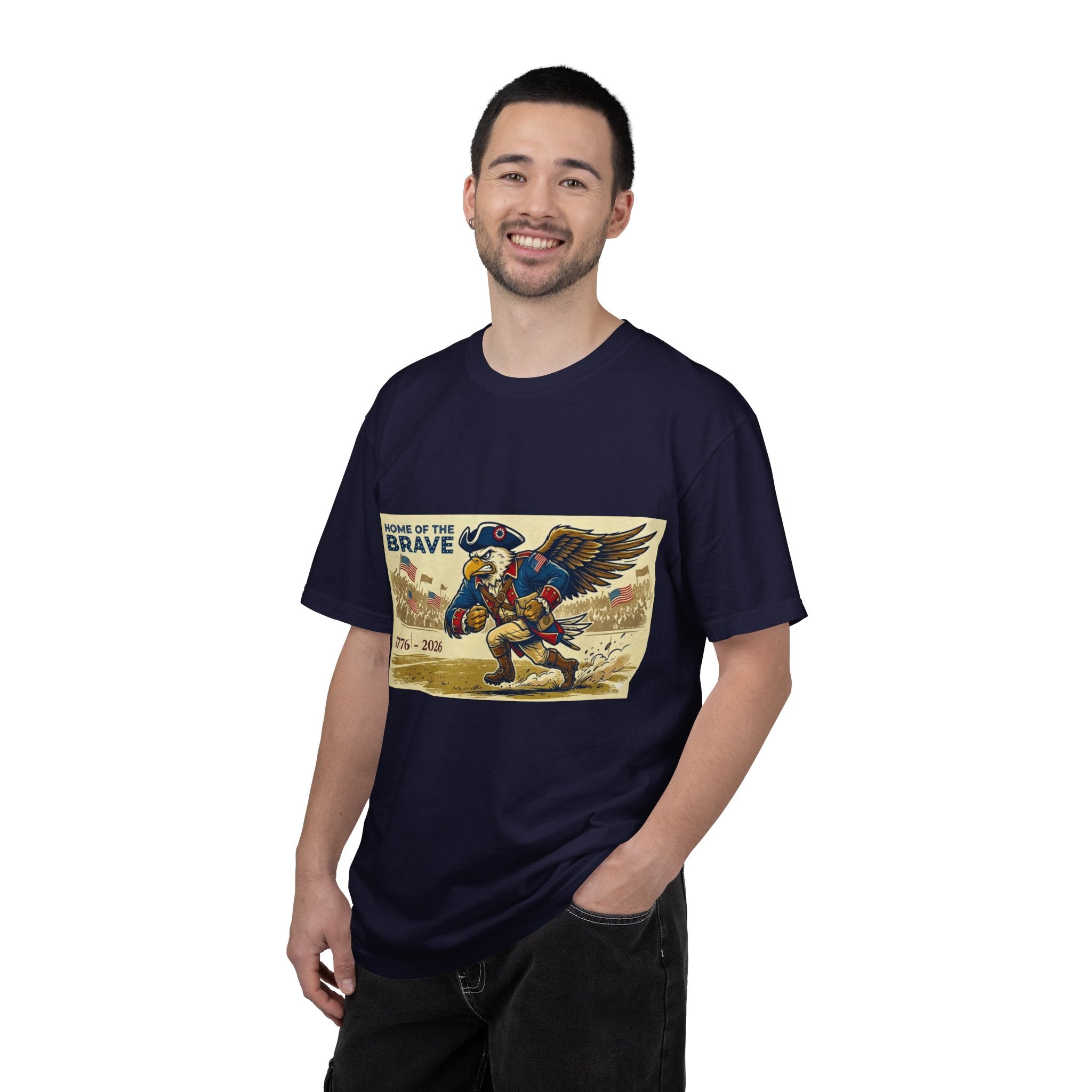 Patriotic Eagle Soldier T-Shirt | Home of the Brave 1776-2026