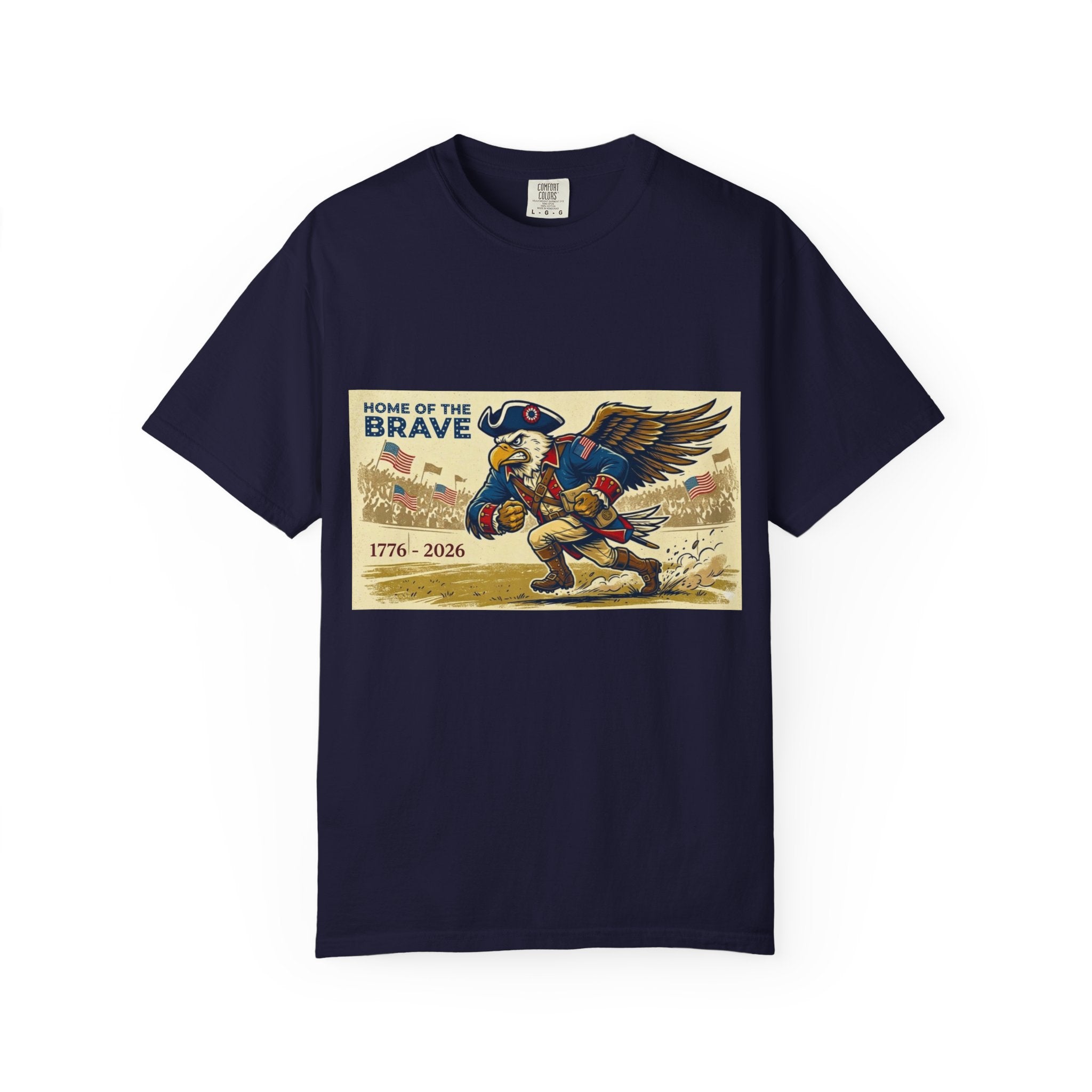 Patriotic Eagle Soldier T-Shirt | Home of the Brave 1776-2026
